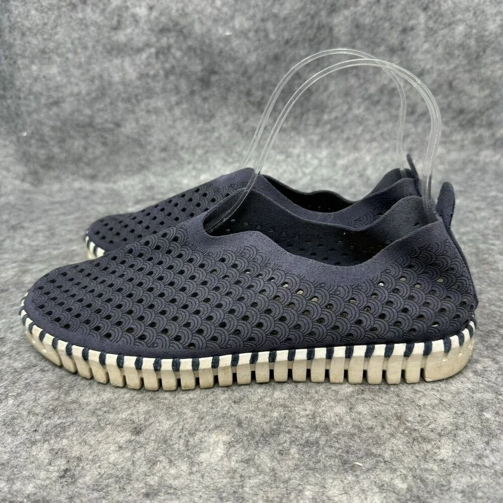 Ilse Jacobsen Tulip Slip On Shoes Womens Size 37 US 6.5 Blue Loafers Coastal
